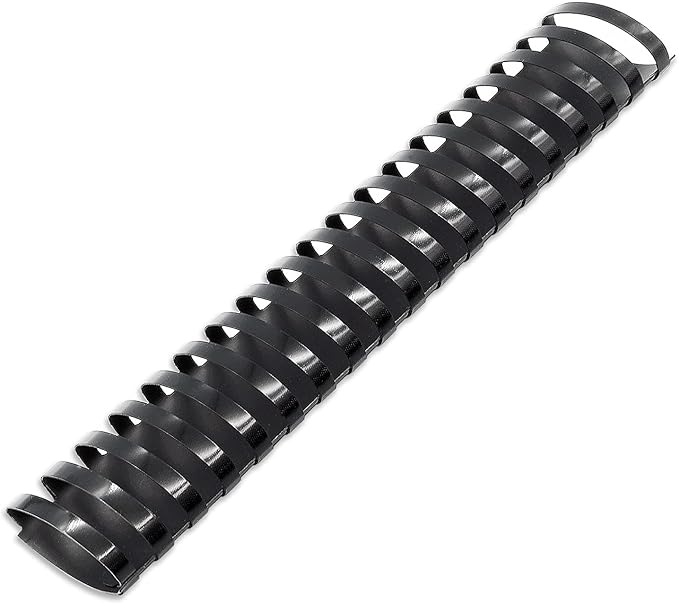Binditek 50 Pack Plastic Binding Comb Spines, 1-1/4 Inch Diameter, 265 Sheet Capacity, 19 Ring, for Letter Size, Black, for Students and Coworkers