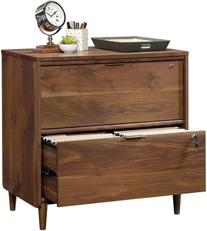 Pemberly Row 2 Drawers 30.28" Vertical Walnut Engineered Wood Filing Cabinet Lockable Easy Assembly Stationary Legal/Letter Size for Home, Office