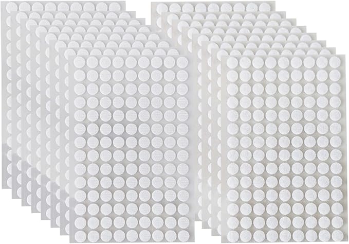 2016Pcs (1008 Pairs) 0.39in/10mm Diameter Hook and Loop Self Adhesive Dots Tapes, White Nylon Sticky Back Dots, Fastener Round Tapes for Home, Office and Classroom