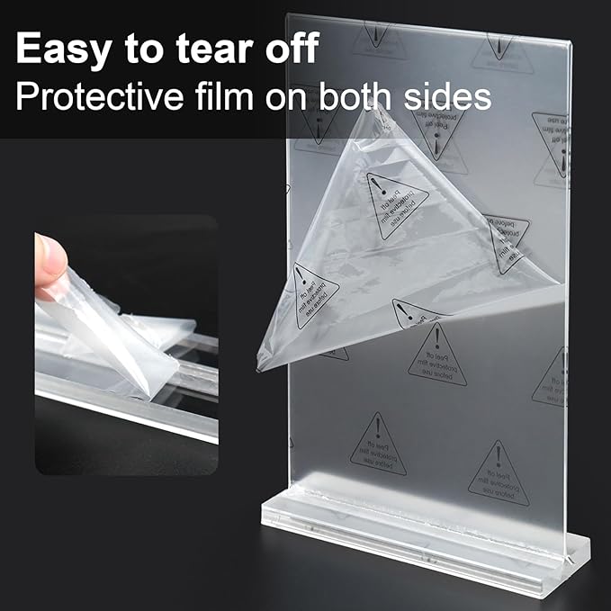 Acrylic Sign Holder 5.5x8.5 Inches 8 Pack, Double Sided Vertical Clear Display Stand, Plastic Frame Flyer Holder for Tabletop, Office, Restaurant, Store