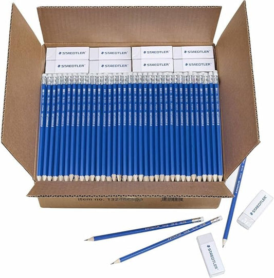 STAEDTLER Norica #2 HB Pencils Class Pack with Erasers, 500-Count School Supplies Set, Break-Resistant Lead, Pre-Sharpened Bulk Pack, PVC-Free Erasers