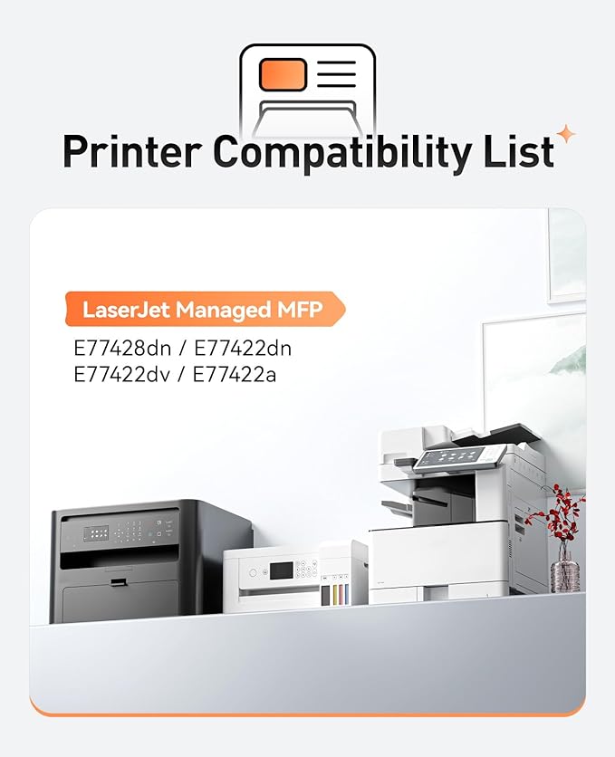 W9100MC W9101MC W9102MC W9103MC Toner Cartridge Set 4-Pack High Yield Replacement Compatible with HP Color LaserJet Managed MFP E77428dn E77422dn E77422dv E77422a Printer Ink Black Cyan Magenta Yellow