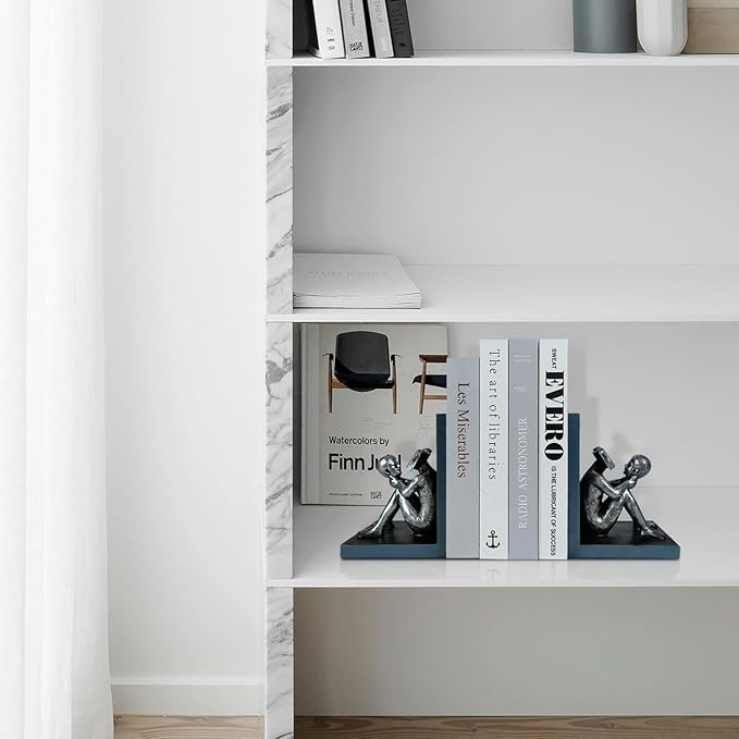 LIFFY Decorative Book Ends,Heavy Duty Non-Skid Book Stoppers for Shelves,Unique Indoor Home Decor Book Holder Ornaments for Living Room,Bedroom