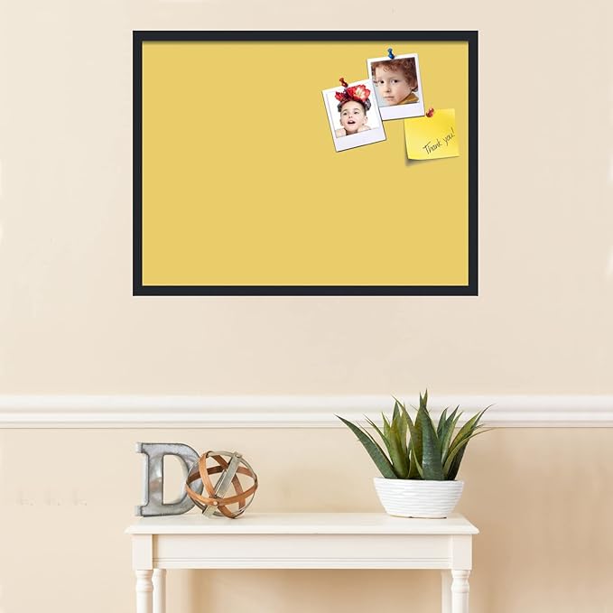 PinPix 32x24 Inch Cork Bulletin Board. This Decorative Framed Pin Board Comes with Honey Pastel Design and a Satin Black Frame. Ideal for Home Office Decor or Message Board (PinPix-1810)