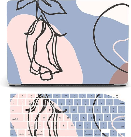 Bandless Case Compatible with MacBook Air 13 Retina 2018 2019 2020 Model A1932 A2179 A2337 M1, Plastic Hard Cover Keyboard Skin for inch Touch ID - Simple Flower A2337/A2179/A1932 (Air 2018-2020)