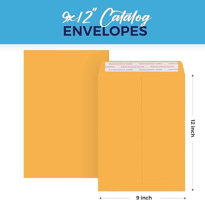 ACSTEP Manila Envelopes Self Seal 9 x12 1000pack, 9 x12 Mailing Envelopes in Yelllow, Manilla envelopes 9 x12 for Mailing, 1000pack