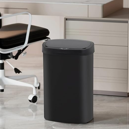 PayLessHere 13 Gallon Trash Can Kitchen Trash Can Automatic Garbage Can with Lid Touch Free High-Capacity Motion Sensor for Kitchen Bedroom Bathroom Office Wateproof Trash Bin (2, Black)