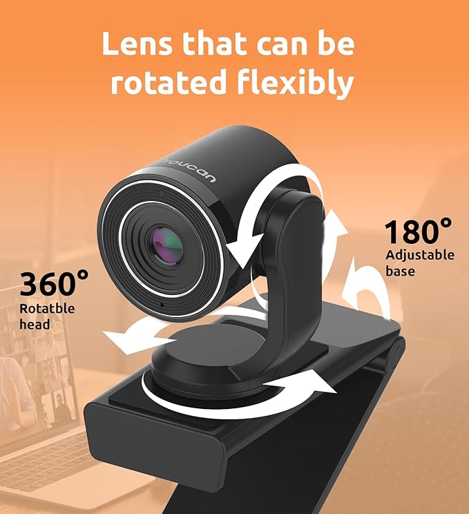 TOUCAN 1080P Webcam with Microphone,FHD Streaming Camera with 1080P/60fps,Privacy Protection Plug Play Ultra Compact Web Cam w/ 89°View for Computer/Meeting/Online Classes/Zoom/YouTube