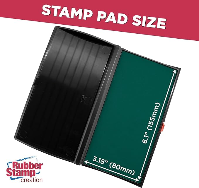 Large Premium Green Ink Stamp Pad - 3" by 6" - Quality Felt Pad - Case with Closing snap
