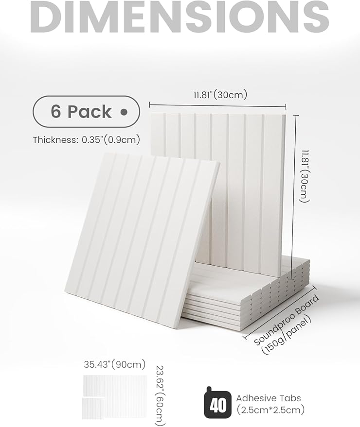 Large Felt Bulletin Board 36" x 24" Cork Board Alternative-6 Pack with 40 Safe Removable Adhesive Tabs, Cork Boards for Walls Cork Board for Home Office Classroom Pin Board (Milky White)