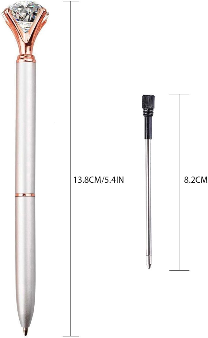 Diamond Pens Large Crystal Diamond Ballpoint Pen Bling Metal Ballpoint Pen Office and School (4pack)