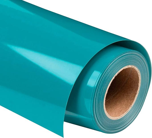 VINYL FROG Teal Heat Transfer Vinyl Roll 12" x12ft Aqua HTV Iron On Vinyl for T-Shirts Garments Bags and Other Fabrics