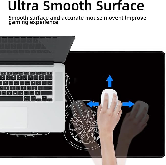 Galdas Gaming Mouse Pad XXL XL Large Long Extended Big Mousepad Non-Slip Rubber Keyboard Mouse Pad with Stitched Edges for Laptop Home Office (31.5x11.8x0.08 Inch) … (Motor)