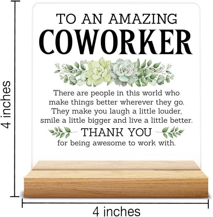 Thank You Gifts for Coworkers, Coworkers Appreciation Gifts for Women Men, Amazing Coworker Acrylic Desk Sign Decor