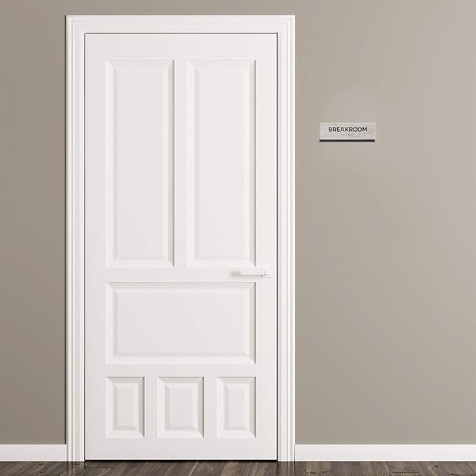 Breakroom Sign with Braille/Easy Adhesive Mount Door and Wall Sign for Small Businesses and Restaurants/ 3 x 9 inches/Silver Woodgrain