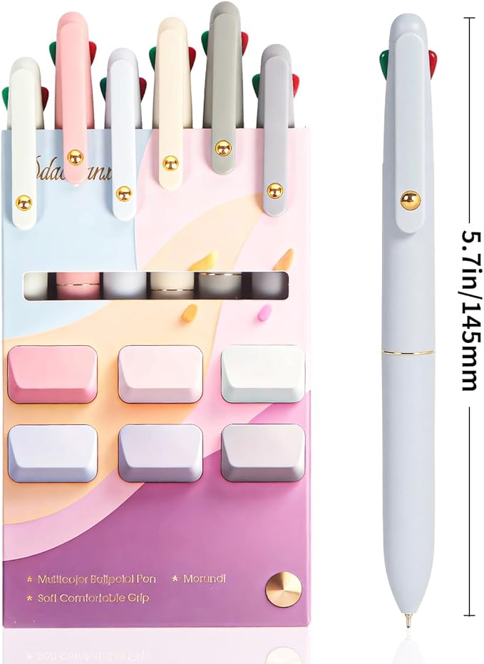 Ddaowanx 4-in-1 Multicolor Ballpoint Pens 0.5mm Fine Point Smooth Writing,nurse accessories for work,gifts for teen girls and Planner, 12-Count (Morandi+Macaroon)