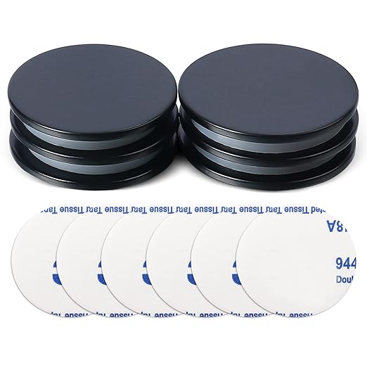 LOVIMAG Strong Waterproof Rare Earth Magnets,Powerful Neodymium Disc Magnets with Epoxy Coating and Double-Sided Adhesive for Fridge, Scientific,Office,Craft etc,1.26 inchx0.08 inch-Pack of 6