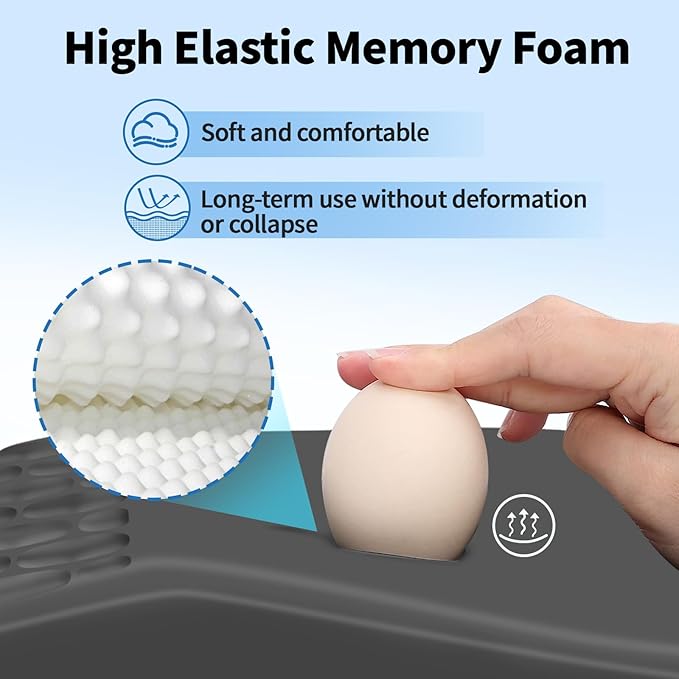 YIWEI Ergonomic Mouse Pad with Wrist Rest Support, Mousepad with Comfortable Memory Foam Wrist Rest and Non-Slip PU Base for Pain Relief, Computer, Laptop, Office, Home (Dark Gray)