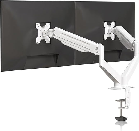 Suptek Dual Monitor Mount Stand-Height Adjustable Gas Spring Monitor Arm Desk Mount for 2 Monitor Screens 17 to 32 inches - Each Arm Holds up to 22lbs,White(MD8SPW)