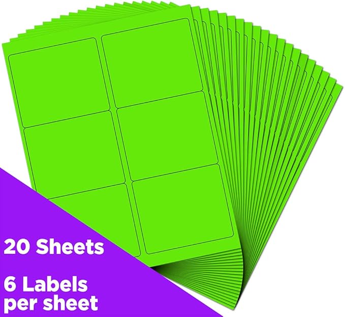 JAM PAPER Shipping Address Labels - Large - 3 1/3 x 4 - Neon Fluorescent Green - 120/Pack