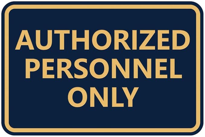 Signs ByLITA Classic Framed Authorized Personnel Only Sign (Navy Blue/Gold) - Small 2 Pack