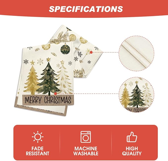 Artoid Mode Pine Trees Snowflake Merry Christmas Table Runner, Winter Xmas Holiday Kitchen Dining Table Decoration for Home Party Decor 13x72 Inch