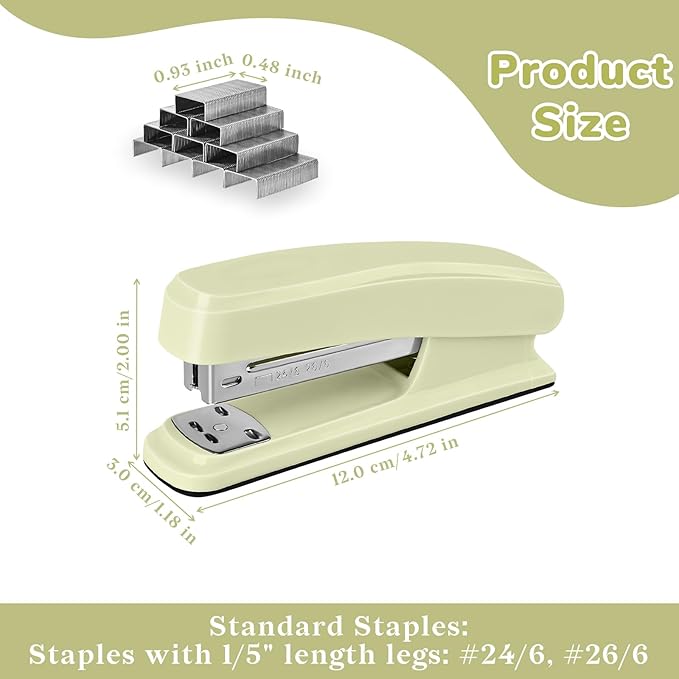 Temiary Staplers for Desk with 2000 Staples Standard, Jam Free, Reduced Effort, Stapler for School Office Home Supplies (Green)