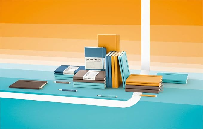 LEUCHTTURM1917 - Notebook Hardcover Medium A5-251 Numbered Pages for Writing and Journaling (Stone Blue, Ruled)