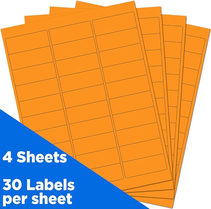 JAM PAPER Return Address Labels - Standard Mailing - 1 x 2 5/8 - Neon Orange - 120 Shipping Labels/Pack