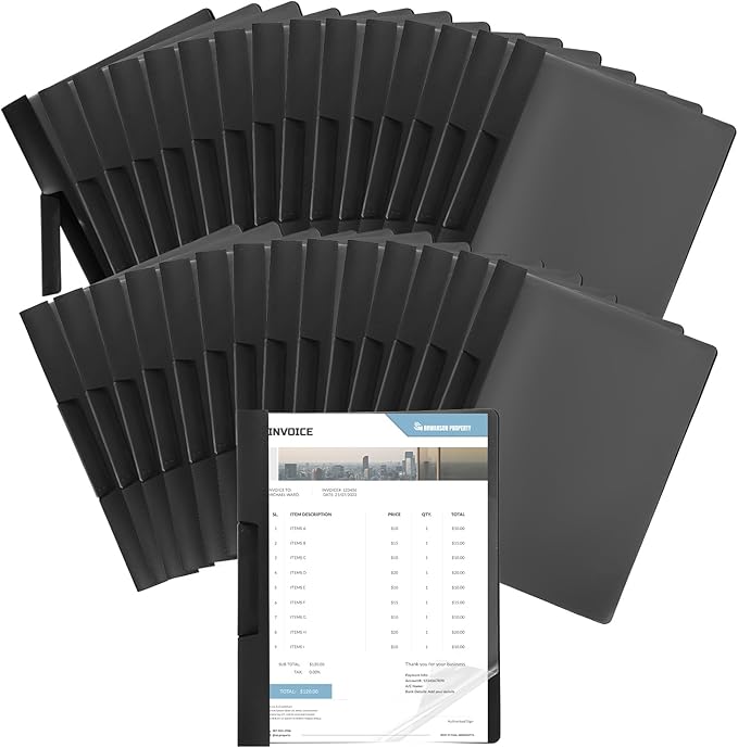 30 Pack Clear Report Covers with Clip Presentation Folders Transparent Front Cover Portfolio Folder Resume Folder Interview Report Folders for Letter Size (11.4 x 9 Inch)