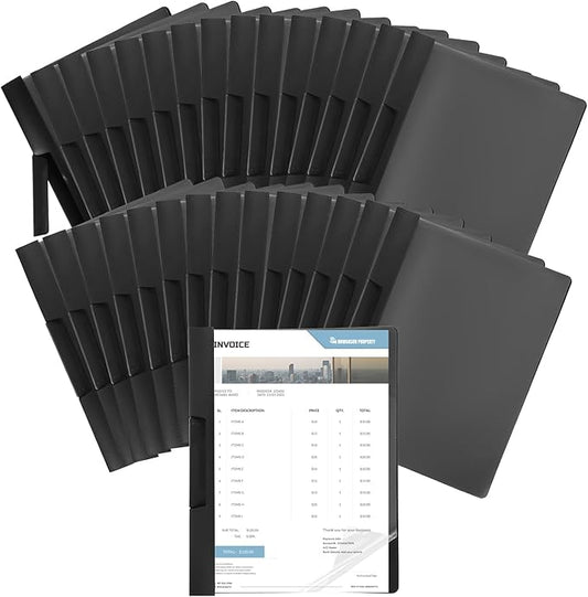 30 Pack Clear Report Covers with Clip Presentation Folders Transparent Front Cover Portfolio Folder Resume Folder Interview Report Folders for Letter Size (11.4 x 9 Inch)