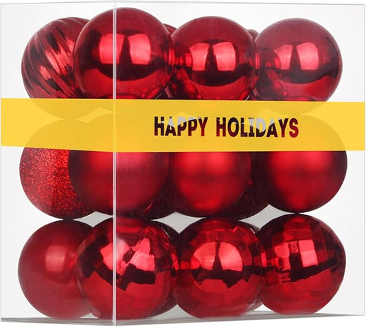 Rose Red 3.2" Large Christmas Balls - Christmas Tree Decoration Ornaments Shatterproof Hanging Balls for Birthday Halloween Holiday Wedding Decorations Set of 18pcs