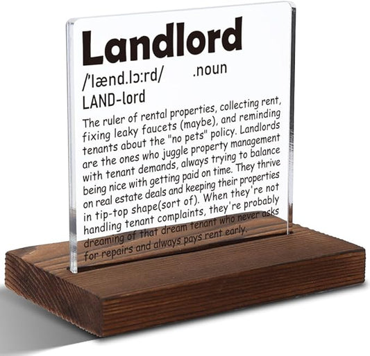 Appreciation Gifts for Landlord, Inspirational Office Decor Gifts for Landlord, Motivational Gifts for Landlord,Modern Acrylic Desk Plaque with Inspirational Quotes, 10 x 10 x 1.5 cm,XXD31
