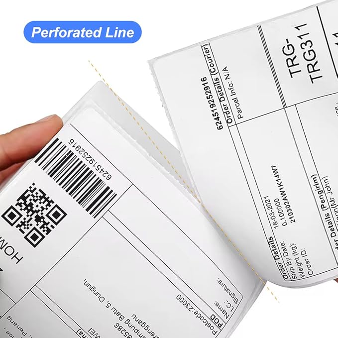 4x6 Thermal Labels, OausTect 100 FanFold Shipping Labels, White Perforated Printer Labels Stickers Compatible with Zebra, Rollo, Thermal Printer, Permanent Strong Adhesive, Business Grade