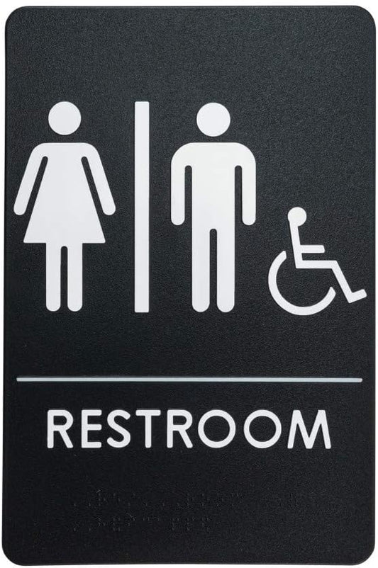 Men's/Women's Restroom Sign for Handicap Accessible Restroom ADA-Compliant Bathroom Door Sign, Made in USA, Pack of 3