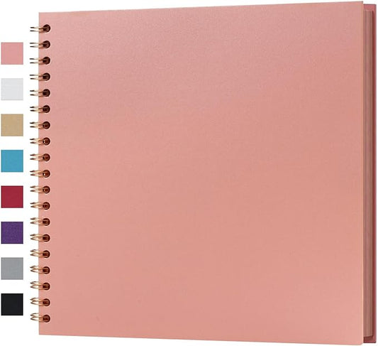 potricher 10 x 10 Inch DIY Scrapbook Album 40 Pages Hardcover Kraft Paper Scrap Book Photo Albums Memory Book for Wedding and Anniversary Family (Pink, 10 Inch)
