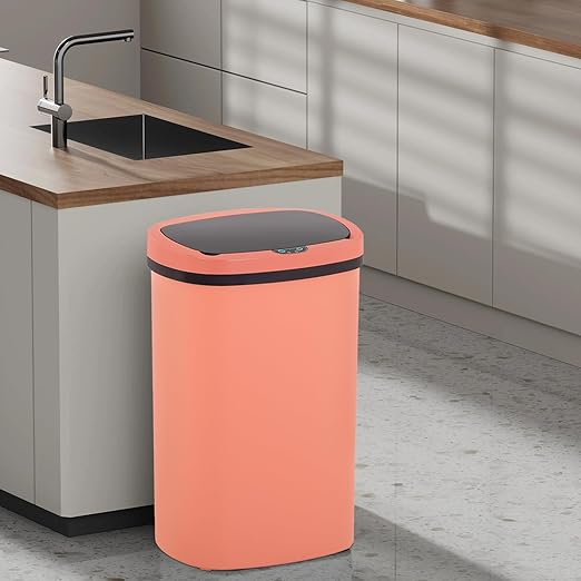 PayLessHere 13 Gallon Trash Can Kitchen Trash Can Automatic Garbage Can with Lid Touch Free High-Capacity Motion Sensor for Kitchen Bedroom Bathroom Office Wateproof Trash Bin (2, Pink)