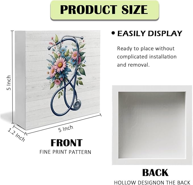 Nurse Office Decor - Appreciation Gifts for Women, Practitioner, Registered Nurse, RN - Floral Stethoscope Signs for Office