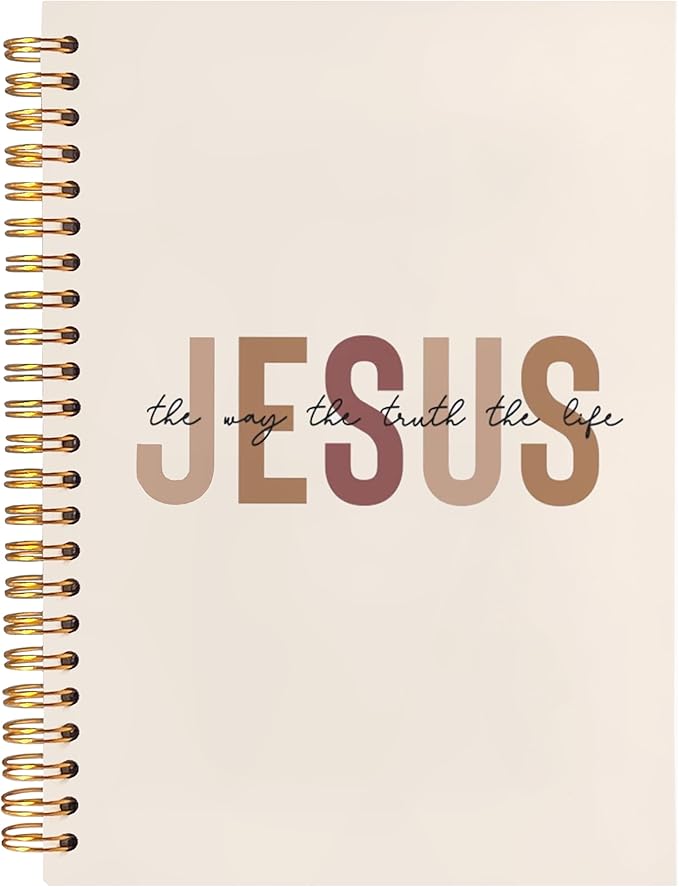 BearCake Boho Christian Notebook Journal, Christian Gifts for Women, Bible Notebooks for Note Taking, Bible Journaling Notebook, Jesus the Way the Truth the Life Hardcover Spiral Notebook 5.5x8.3