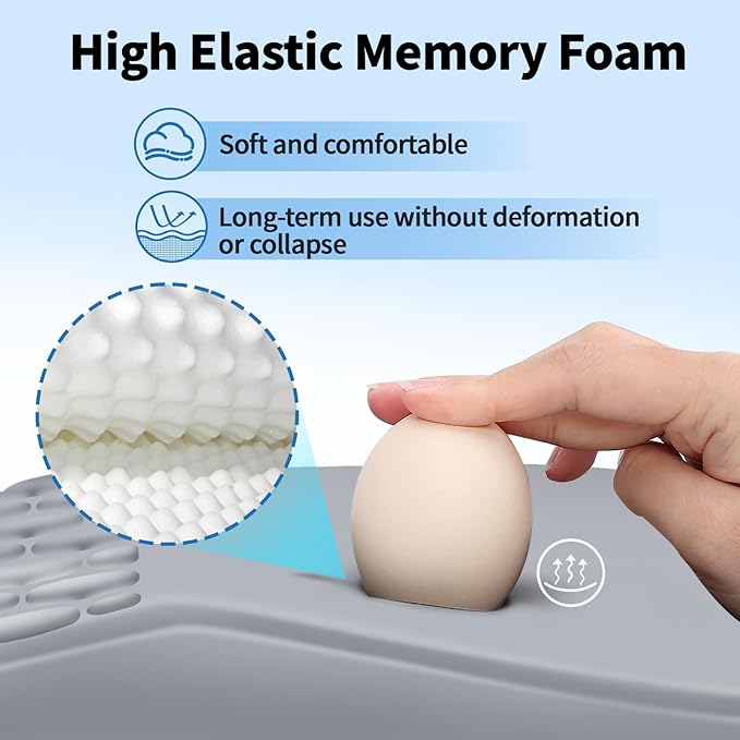 YIWEI Ergonomic Mouse Pad with Wrist Rest Support, Mousepad with Comfortable Memory Foam Wrist Rest and Non-Slip PU Base for Pain Relief, Computer, Laptop, Office, Home (Light Gray)