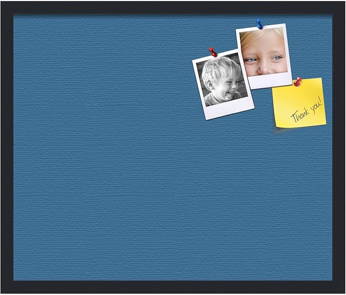 PinPix 24x20 Inch Cork Bulletin Board. This Decorative Framed Pin Board Comes with Navy Pastel Design and a Satin Black Frame. Ideal for Home Office Decor or Message Board (PinPix-1811)