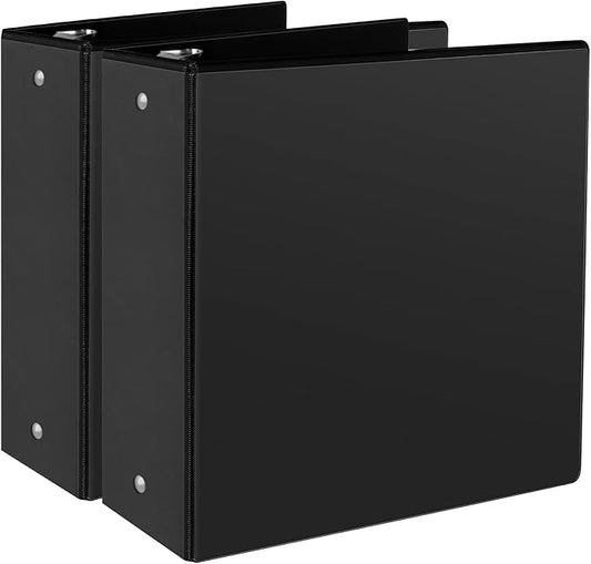 3" 3 Ring Binder, Standard 3-Inch Round Ring Binder Fit Letter Size Paper, Presentation View Binders, 2 Packs, Black