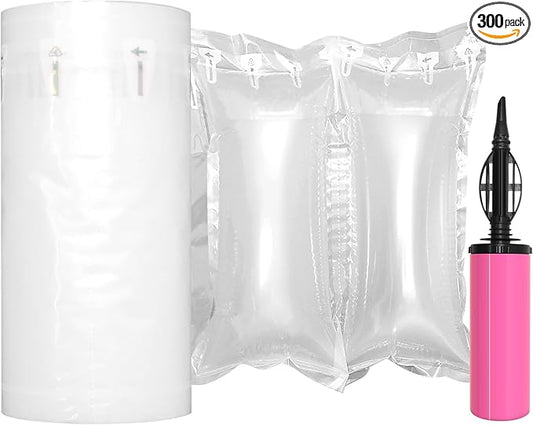 Air Pillows for Shipping with Pump Packaging Air Bags 300 Count Inflatable Packing Materials for Moving Shipping Supplies Box Filler, Purse Stuffers for Shape 4.72" x 9.84", 118 ft