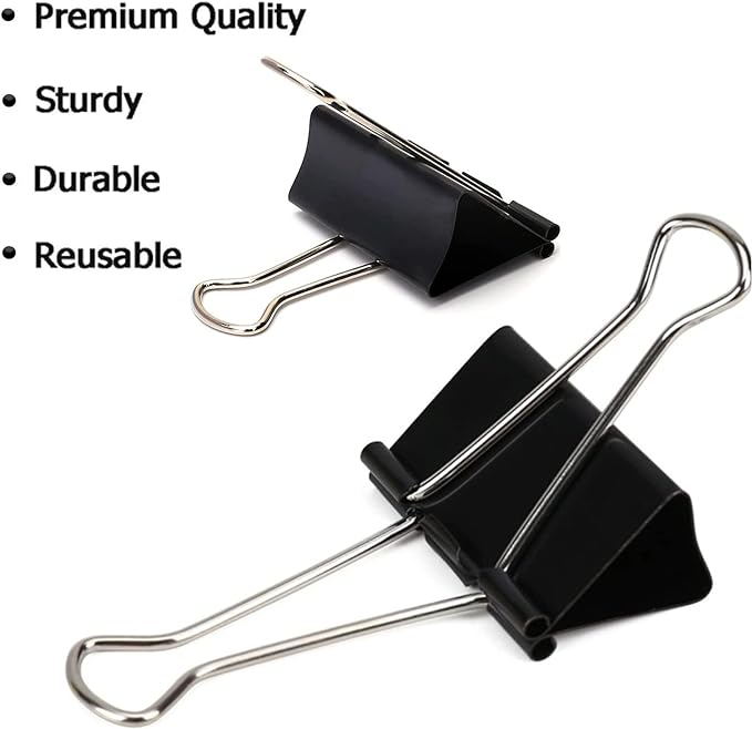 Extra Large Binder Clips 2.4 Inch (36 Pack), Upgrade Giant Binder Clips Big Paper Clips Clamps for Office and Home Supplies, Black by Aellabus