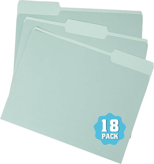 pmybupo18 Pack Colored File Folders,1/3 Cut,Letter Size File Folders,Decorative Multicolor Durable 11pt Paper,Two-Tone Design (5655U)