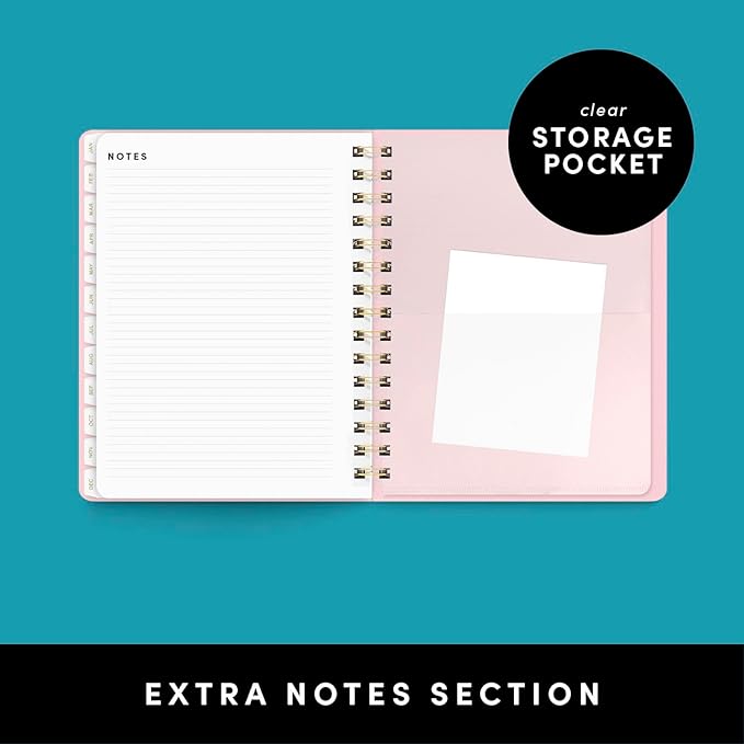 PAPERAGE 2026 Weekly & Monthly Planner, 12 Months (January 2026 - December 2026), 6.6 in x 8.1 in, Spiral Bound 2026 Planner with Weekly, Monthly & Yearly Views, Note Pages & Inner Pocket – Raspberry