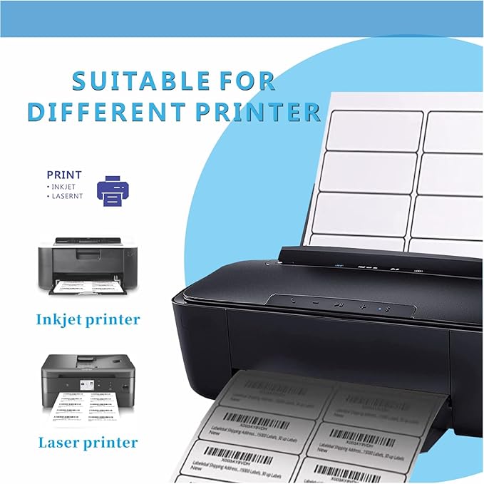 Premium 10 UP 2" x 4" Shipping Labels, 1000 Mailing Labels for Envelopes, Laser/Ink Jet Printer Compatible, White Paper Printable Stickers
