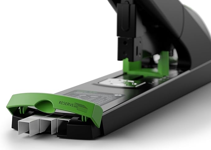 Novus B50 re+New Heavy Duty Stapler, 140 Sheet Capacity, Made of 81% Recycled Plastic, German Engineered, Adjustable Guide, 25 Yr. Warranty, Black (023-0065)