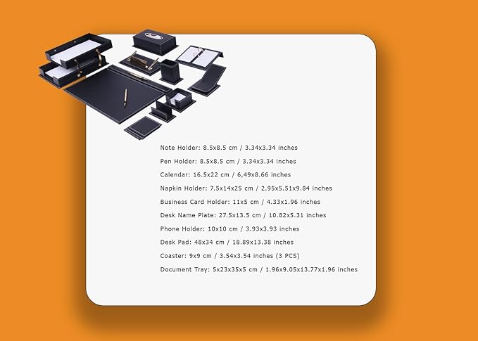 Leather Desk Set-Desk Office Accessories-Office Organizer- Home Office Accessories - Desk Supplies - Desk Storage Organizer -Desk Pad-Storage-12 Pieces -12 PCS(White)