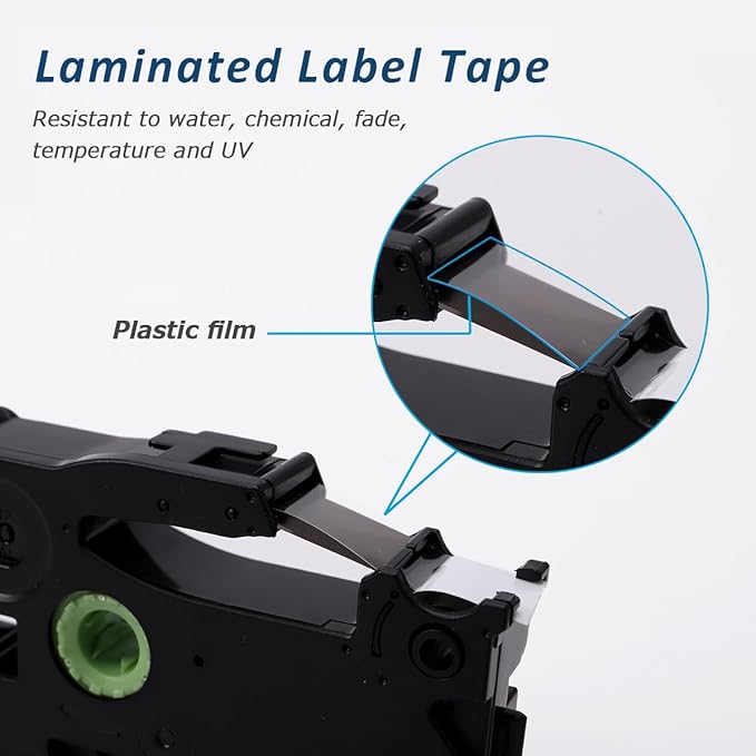 Label KINGDOM TZe-211 6mm Label Maker Tape Replacement for Brother TZe211 TZe TZ Tape 6mm 0.23 Laminated White 1/4 Inch Compatible with Brother P Touch PT-D210 PT-D220 PT-H110 PT-D400, 6-Pack